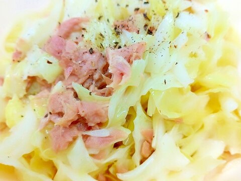 電子レンジde簡単(^^)ツナ缶入り無限キャベツ♪